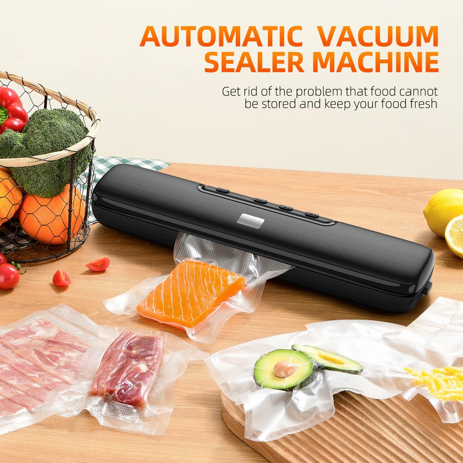 CALOTO Vacuum-Sealer-Machine - Food Vacuum Sealer for Food Saver - Automatic Air Sealing System for Food Storage Dry and Moist Food Mo