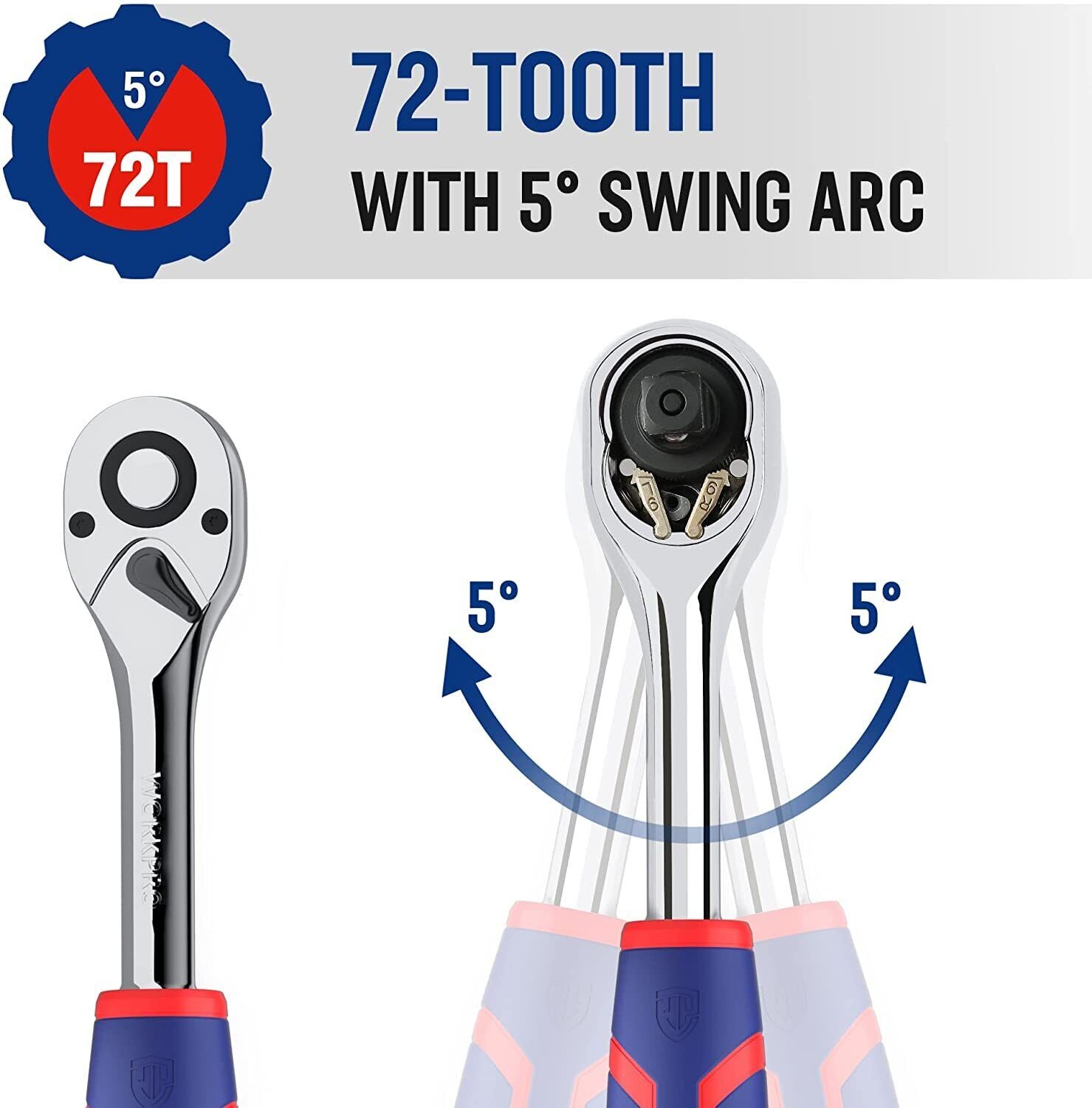GCP Products 3/8 Drive Ratchet Wrench Quick-Release 72-Tooth 3/8 Drive Ratchet Handle