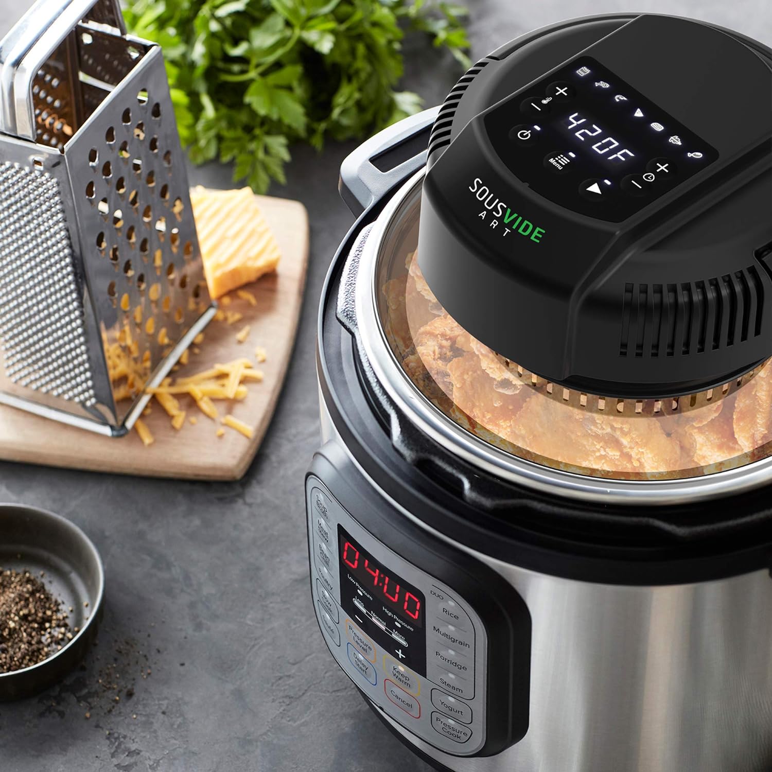 Sousvide Art 7-in-1 Air Fryer Lid for Instant Pot, 7 Presets - Instant Pot Pressure Cooker Attachment - Cooking Pots - Airfyer