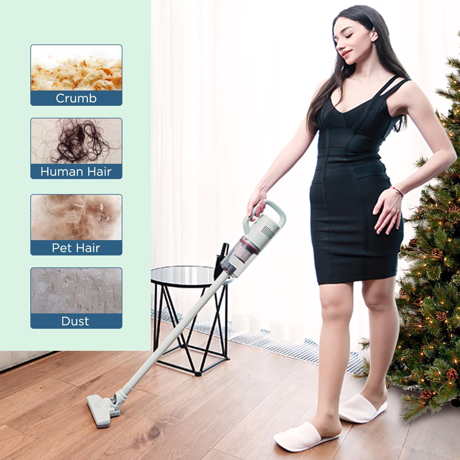keromee stick vacuum cleaner, corded handheld vacuum cleaner mini electric broom for pet hair hardwood floor cat litter carpe