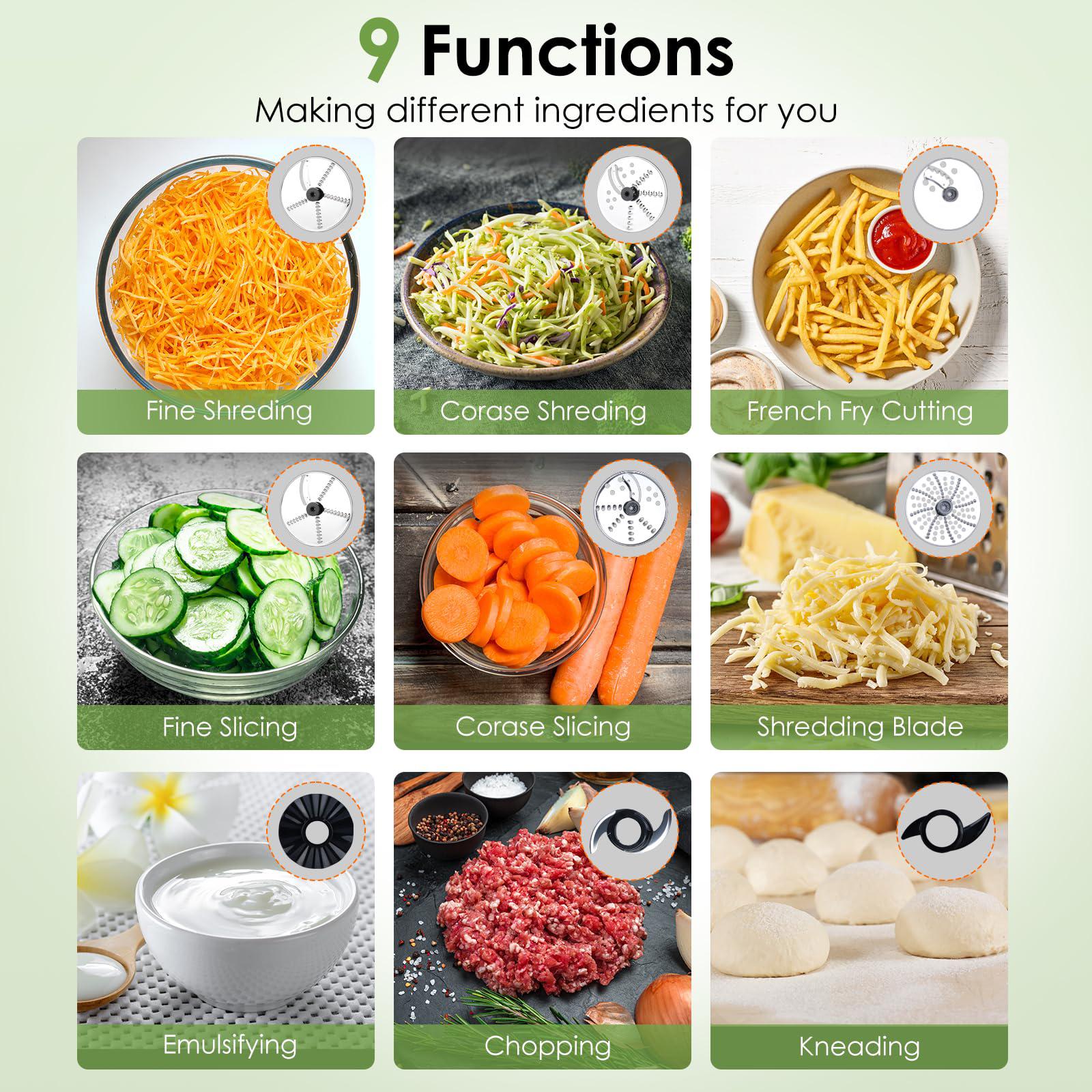 davivy 16-cup food processor,10-in-1 multifunction 3.8l food chopper ,600w with 2 speeds plus pulse,large feed chute vegetabl