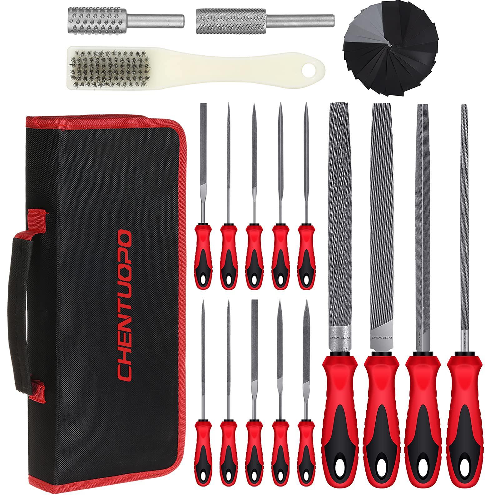 chentuopo 57pcs metal &a; wood file rasp set,grade t12 forged alloy steel, half-round/round/triangle/flat 4pcs large file tools, 14pcs ne