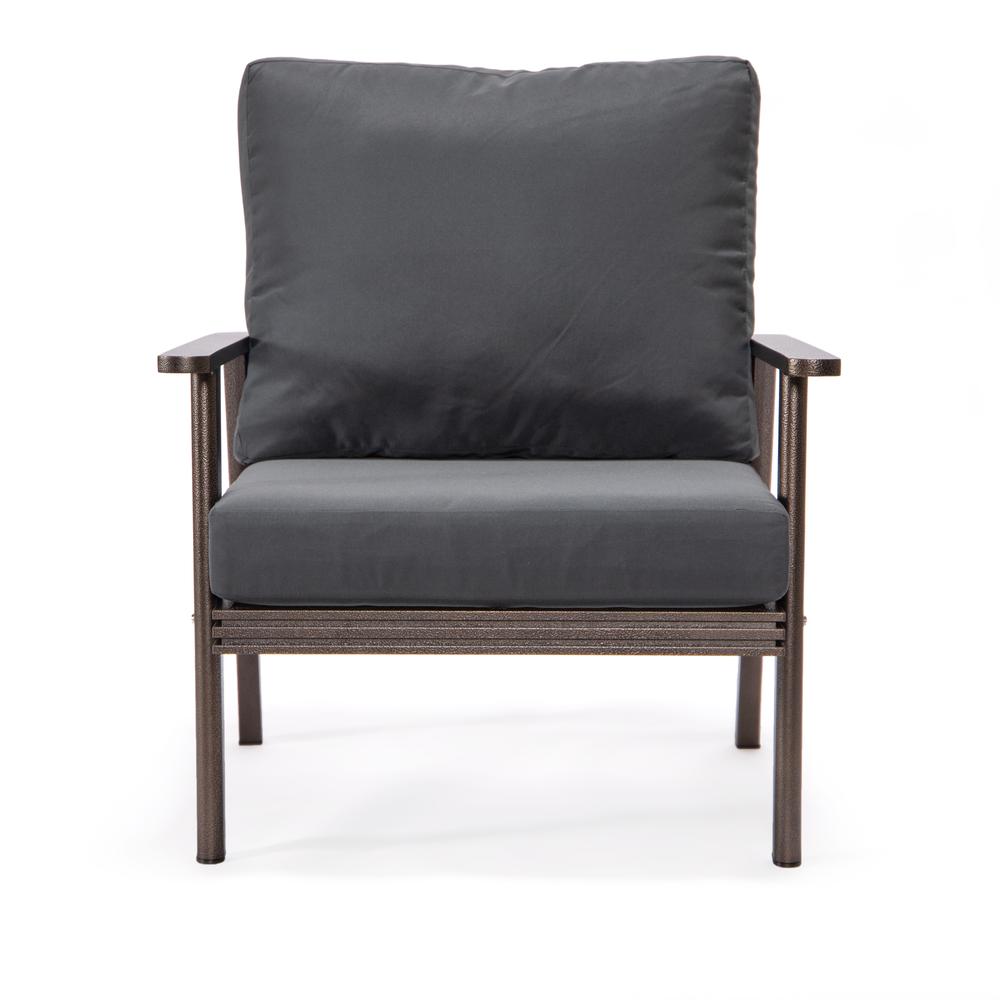 Leisuremod 3-Piece Outdoor Patio Set with Brown Aluminum Frame and Loveseat and Armchairs
