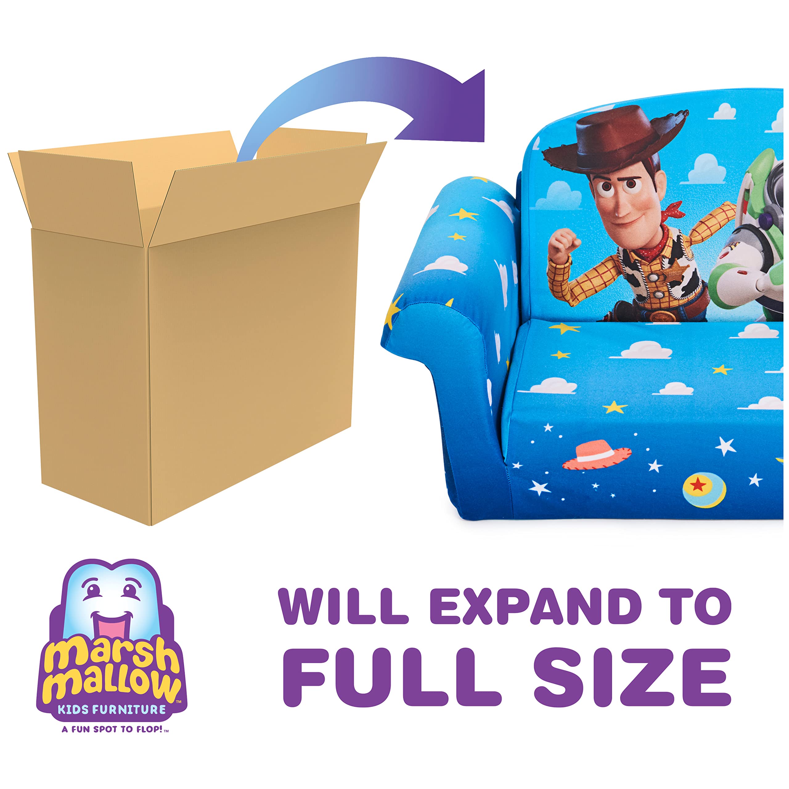 Marshmallow Furniture, Children&s;S 2-In-1 Flip Open Foam Compressed Sofa, Disney&s;S Toy Story
