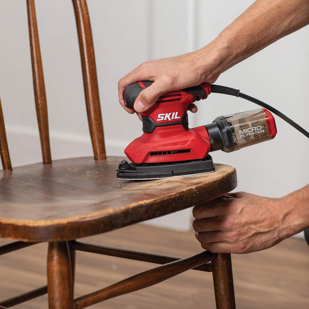 SKIL Corded Multi-Function Detail Sander, Includes 12Pcs Sanding Paper, 3pcs Additional Detail Attachment, Dust Box - SR2323-00