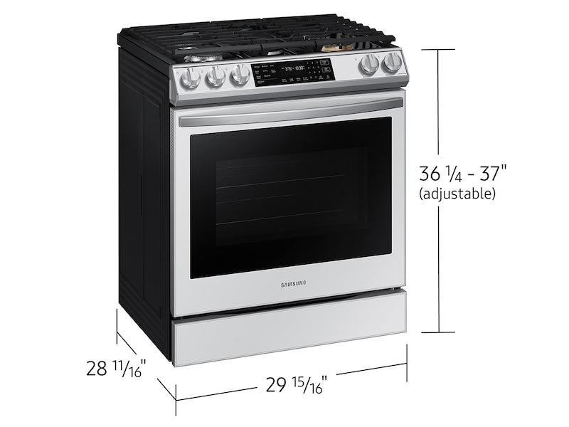 Samsung Bespoke 6.0 cu. ft. Smart Front Control Slide-In Gas Range with Air Fry &a; Wi-Fi in White Glass