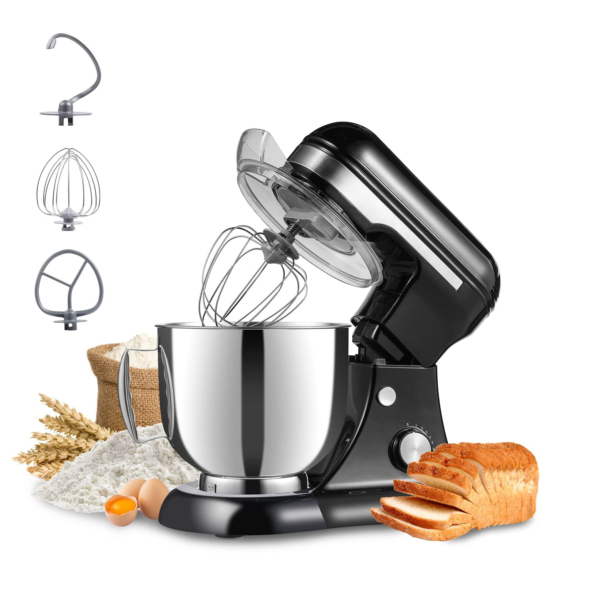 hicfm kitchen stand mixer, household countertop electric standing tilt head food mixers with bowl bread hook attachments for