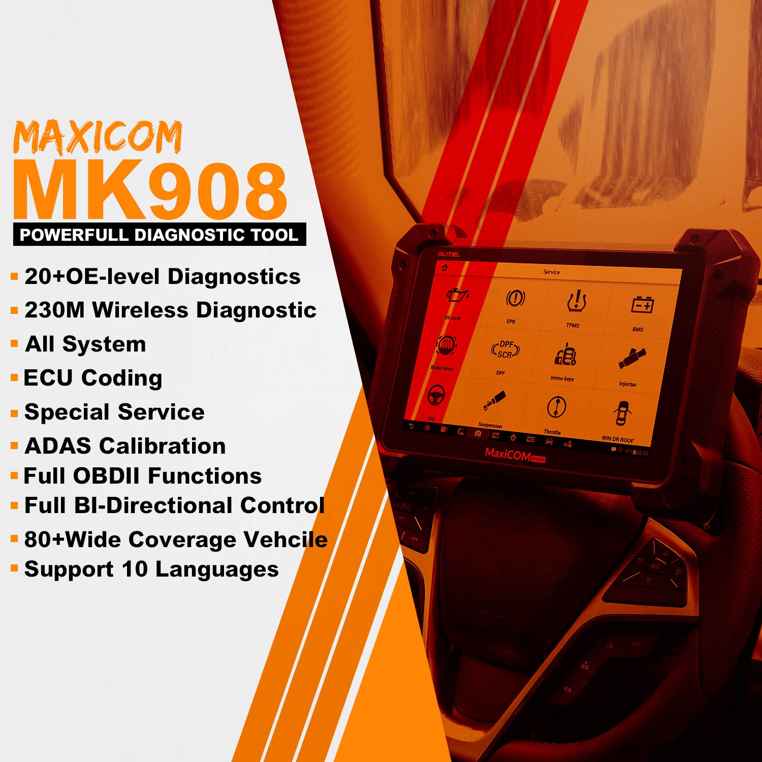 Autel MaxiCOM MK908 OBD2 Scanner Car Diagnostic Scan Tool All System Diagnoses (Upgraded Ver. of MS908 MS906 MK808)