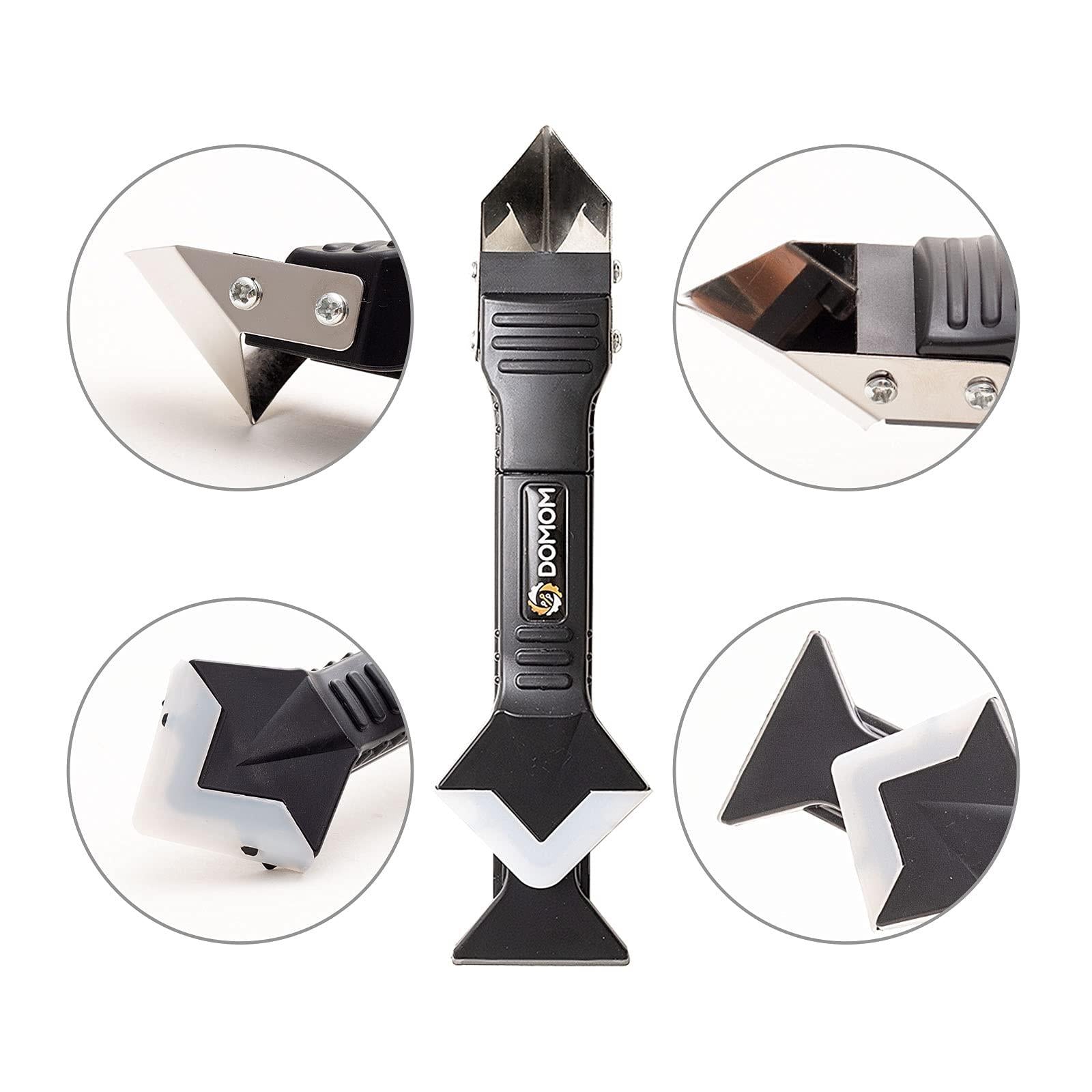 DOMOM caulking remover tool kit, 3 in 1 silicone grout removal caulk finishing angle sealant scraper for bathroom kitchen floor win