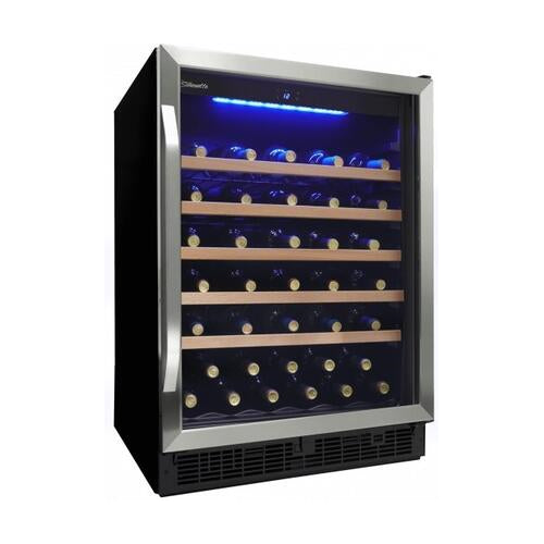 Danby SWC057D1BSS 24 Silhouette Series Stainless Steel Stilton Single Zone Wine Cooler 50 Bottle