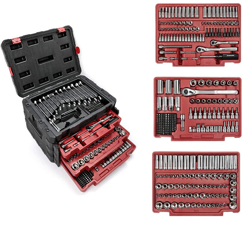 GCP Products 450 Pieces Mechanics Tool Set Sae/Metric Sockets With 3 Drawer Case Box
