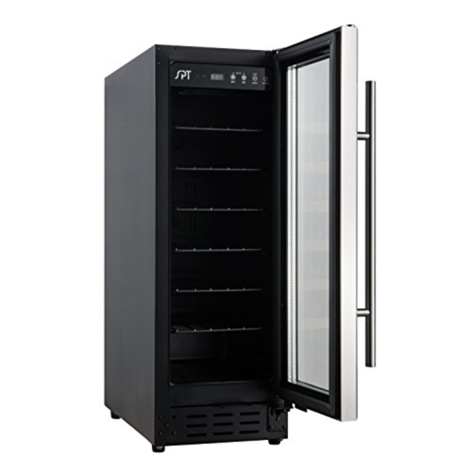 SPT WC-2193W 21-Bottle Under-Counter Wine and Beverage Cooler with Wooden Shelves - Black