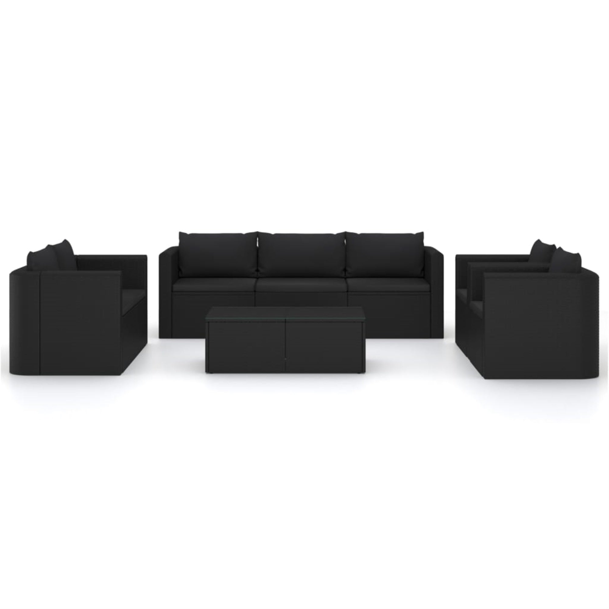 vidaXL 9 Piece Garden Lounge Set with Cushions Poly Rattan Black Black
