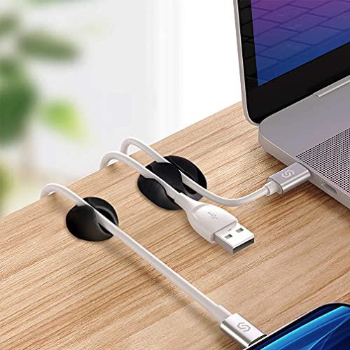 viaky 20 pack black viaky cable clips desk cord organizing wire holder system adhesive cord hooks - home and office, self adhesive