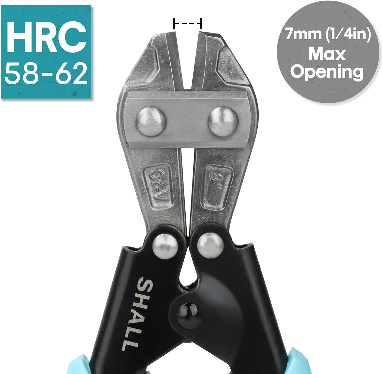 SHALL TOOLS SHALL Mini Bolt Cutter, 8-inch/210mm Heavy Duty Wire Cutter, Two-Color Ergonomic Handle, Security Lock, More Efficient Leverage