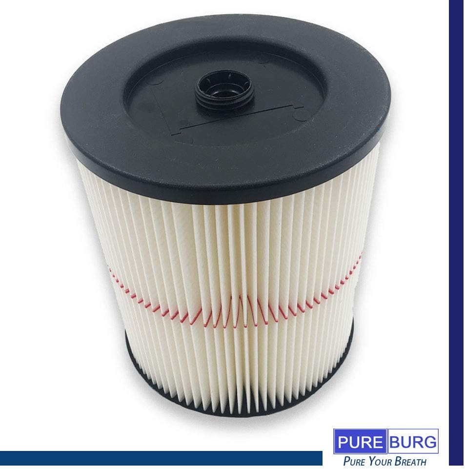 Pureburg 17816 Replacement Red-Stripe Filter for Craftsman Fits 5/6/8/12/16/32 Gallon Large Wet Dry Shop Vacs Replace Part# 9-17816 , 1-
