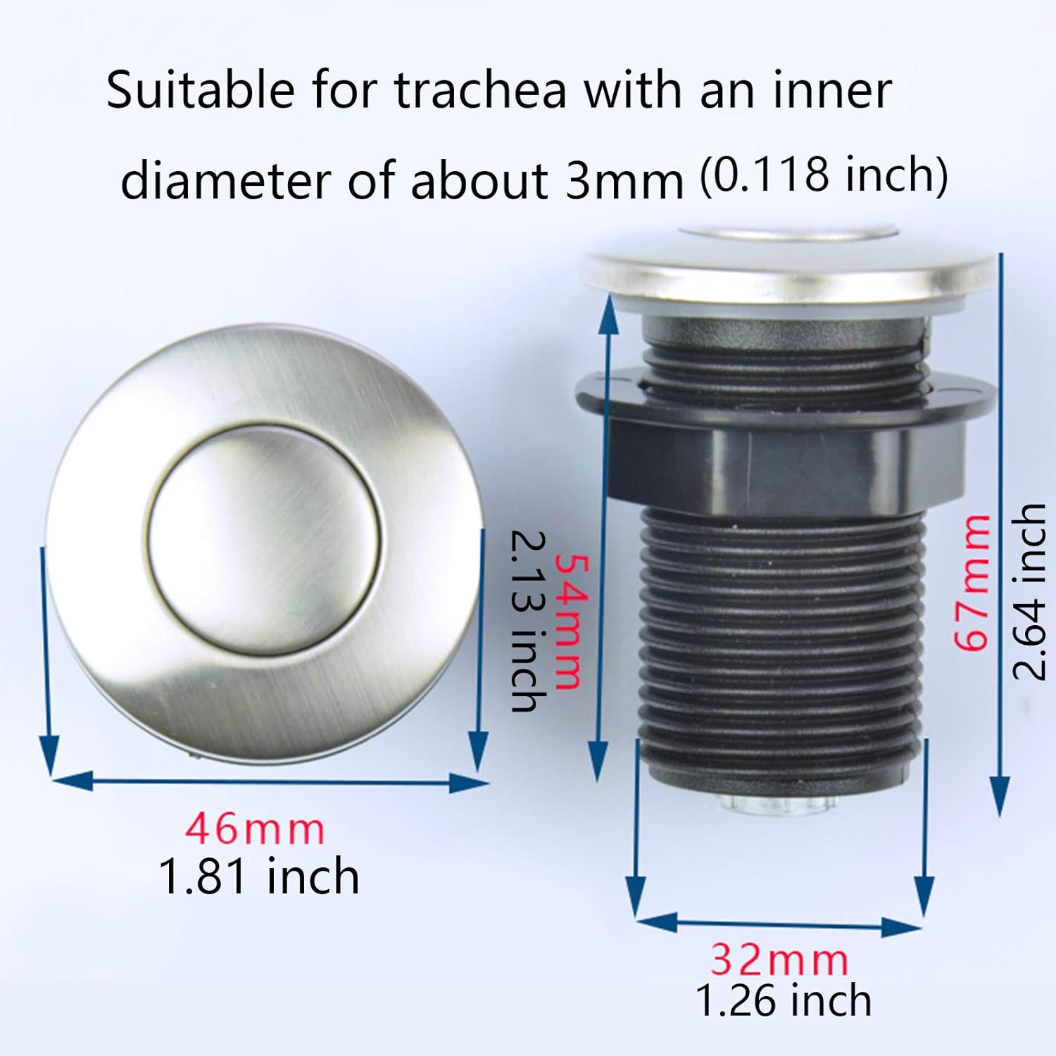 SZXFMY Garbage Disposal Air Switch,Sink Top Stainless Steel Brushed Push Button, for Food Garbage Disposal Replacement of Sink Top Swi