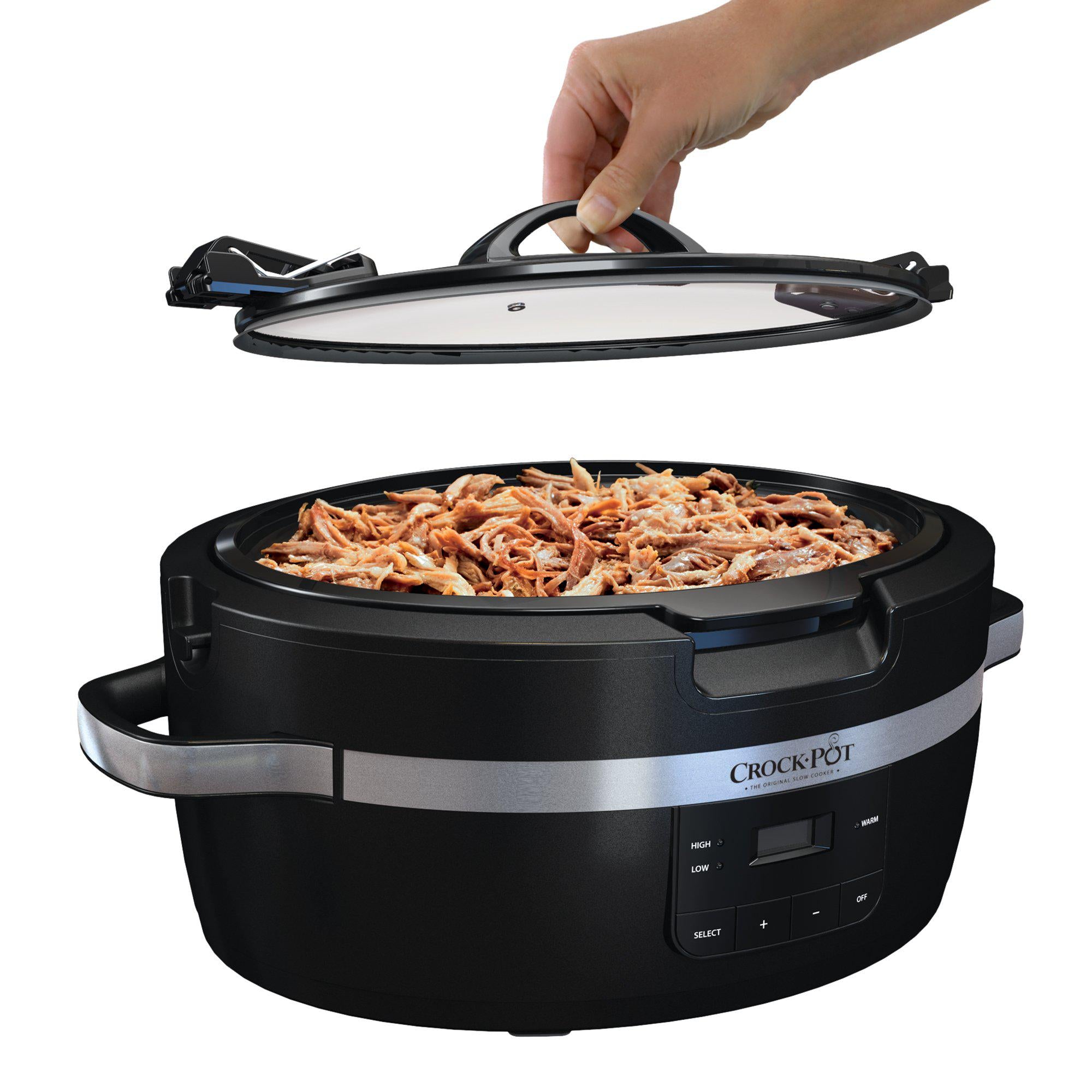 Crock-Pot crockpot thermoshield easy carry handles |6 quart manual slow cooker, black