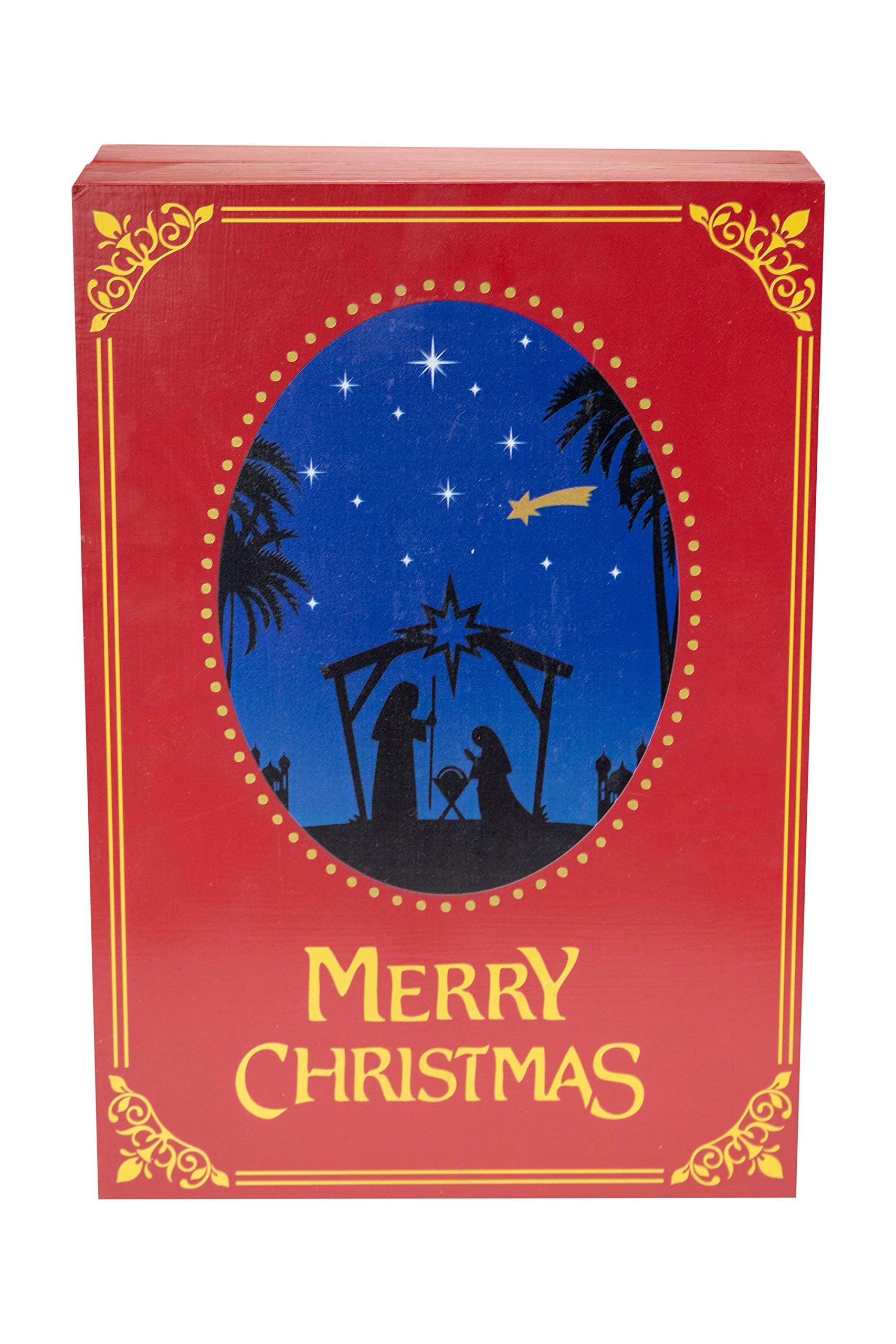 Clever Creations Wooden Christmas Advent Calendar, Countdown To Christmas, Festive Holiday Decoration, Book Nativity Scene