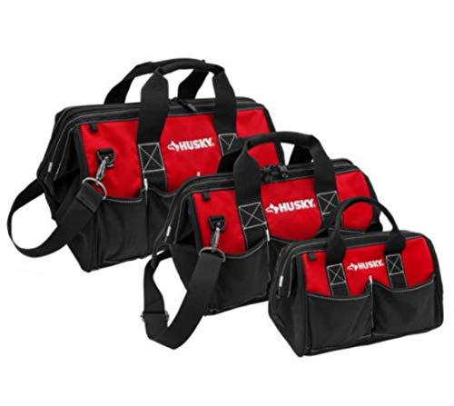 husky 18 in., 15 in. and 12 in. tool bag combo in red