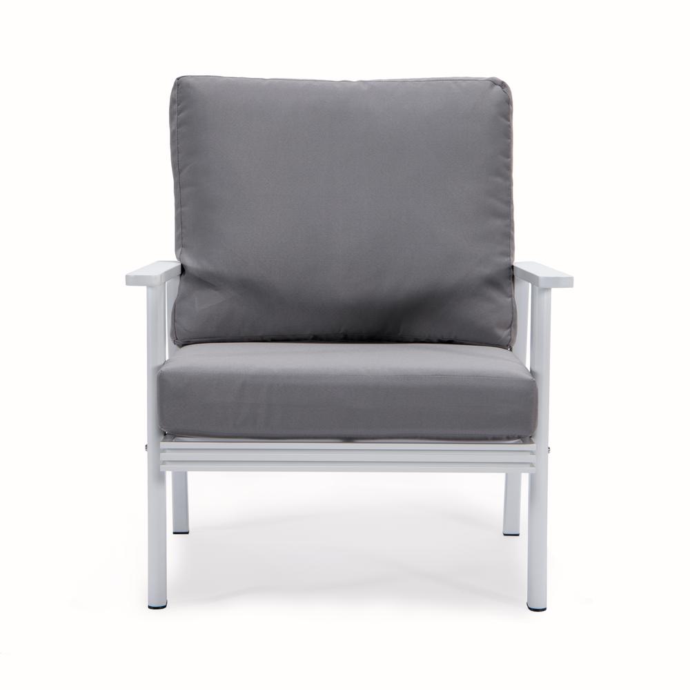 Leisuremod 3-Piece Outdoor Patio Set with White Aluminum Frame and Loveseat and Armchairs