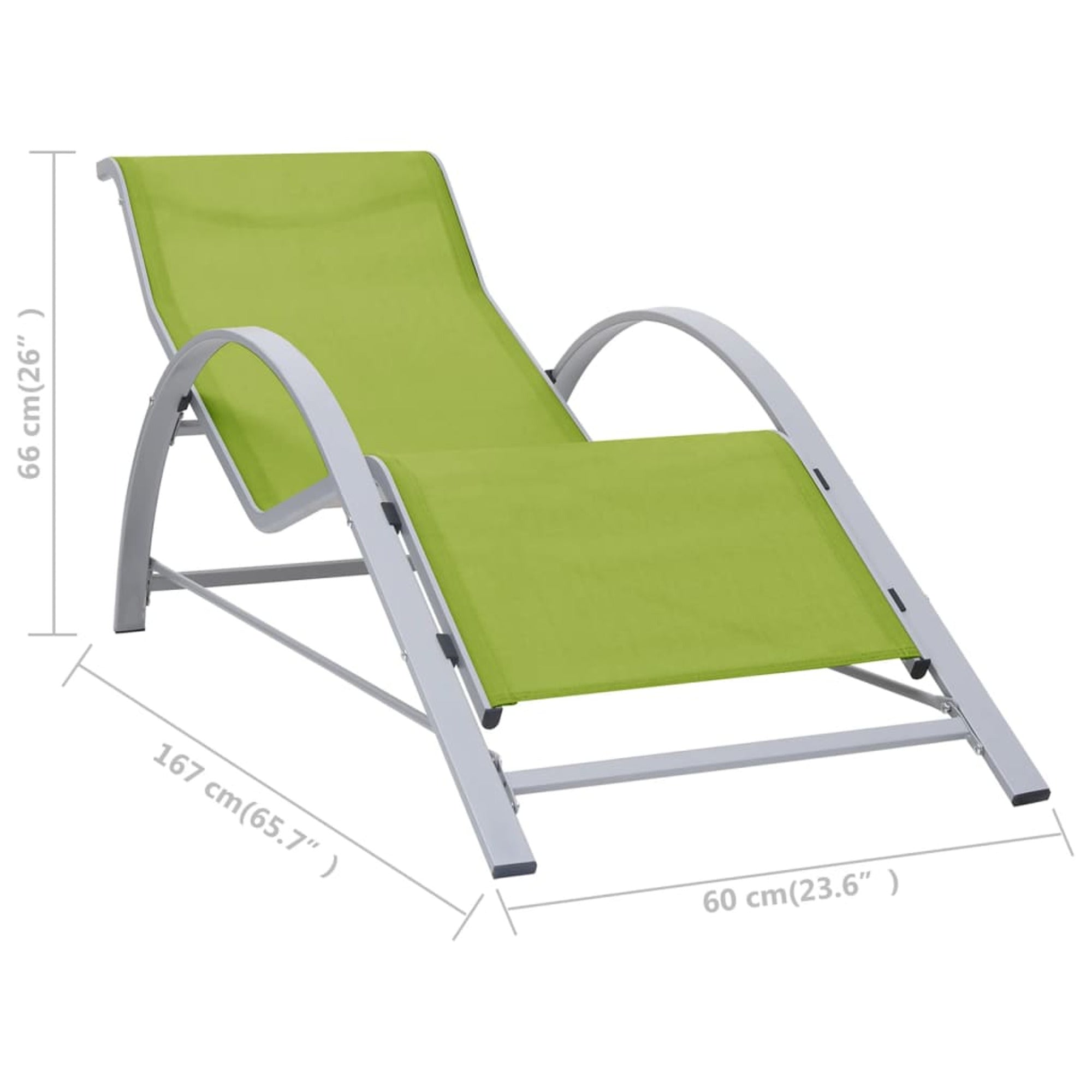 vidaXL Sun Loungers 2 pcs with Table Aluminum Green