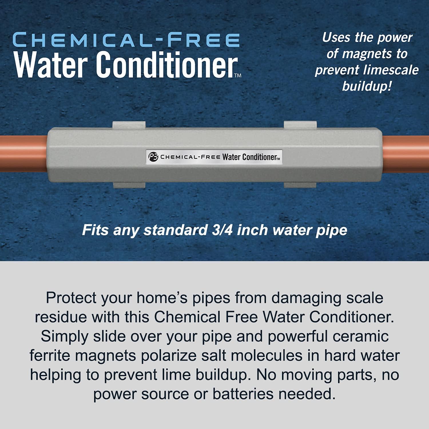 P3 INTL. PGI Traders Chemical Free Water Conditioner | Reduces Limescale Buildup | Softens Hard Water | For Standard 3/4-Inch Pipes | Ea
