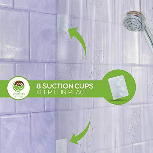 Clean Healthy Living Heavy Duty PEVA Clear Shower Curtain Liner with Magnets &a; Suction Cups - 70 X 72 in. Long