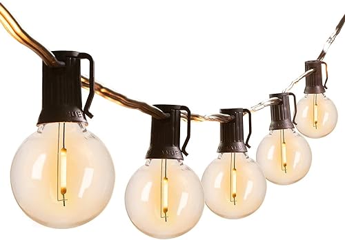 Brightown Led String Lights Outdoor 50Feet g40 Patio Lights with 52 Led Shatterproof Bulbs(2 Spare), Waterproof Led globe Hangin