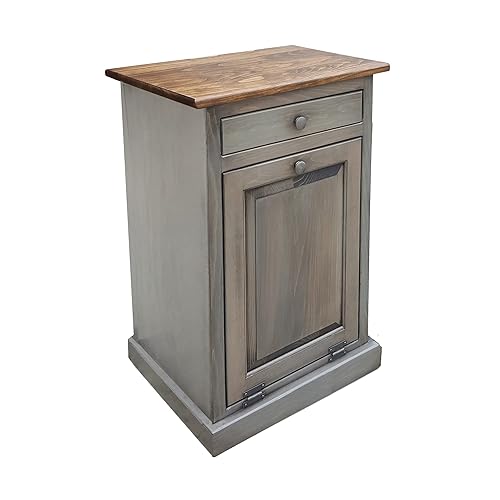 Peaceful Classics Handmade Hideaway Cabinet for Trash Cans - Decorative Bathroom, Office and Bedroom Trash Can - Wooden Tilt Out