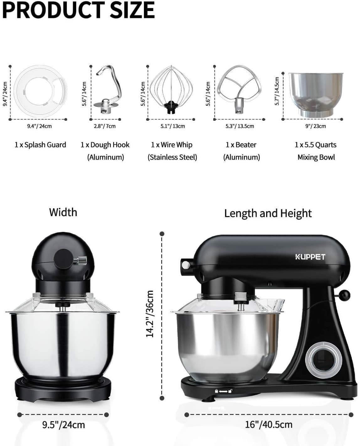 Stock Preferred 800W Stand Mixer Pro All Metal Body 6 Speed Controller Tilt-Head Mixer Black