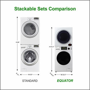 Equator Advanced Appliances Equator Digital Touch Apartment 110V Set 18lbs Washer+Vented 3.5cf Sensor Dryer