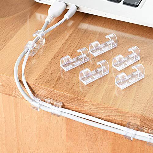 Lestp 120pcs self adhesive transparent cable clips wire holder sticky heavy duty cable clips tidy and organizer drop cord managemen