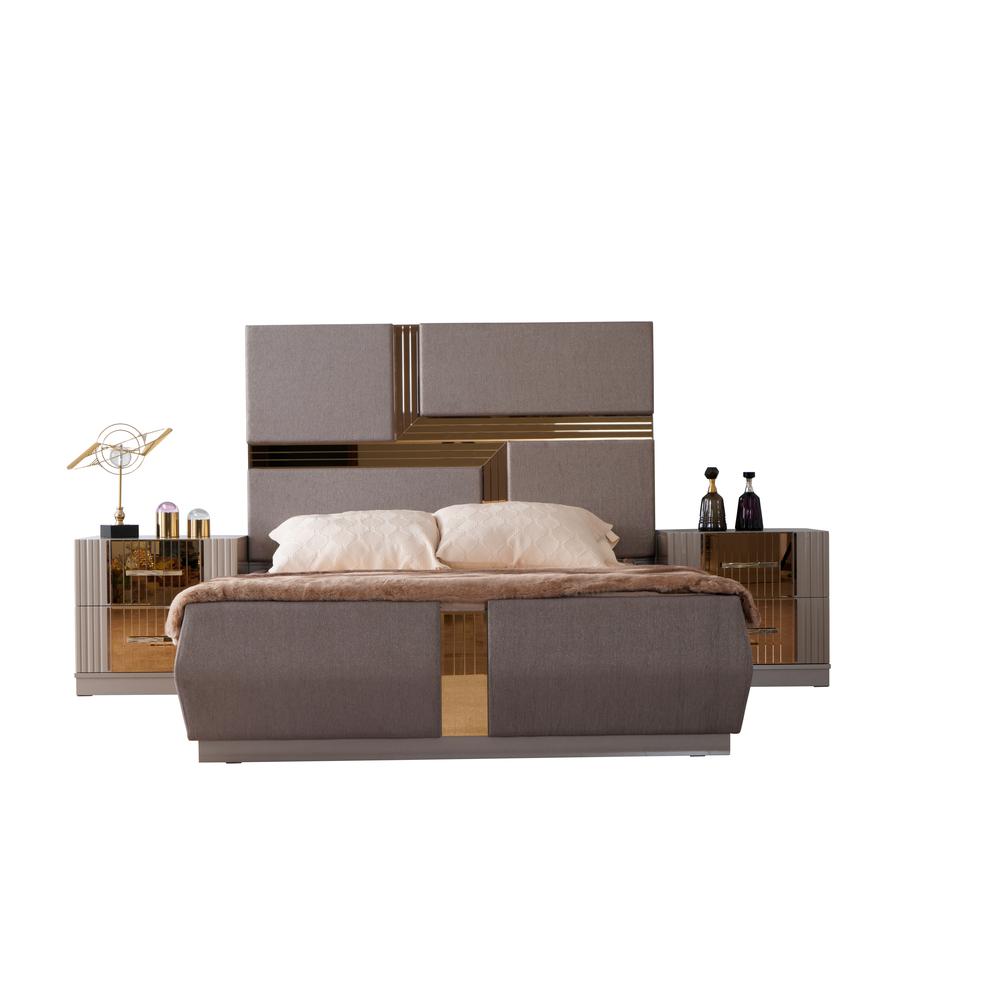 Galaxy Home Furnishing Lorenzo Modern Style Mirror Accent 4PC/5PC Bedroom set Made with Wood