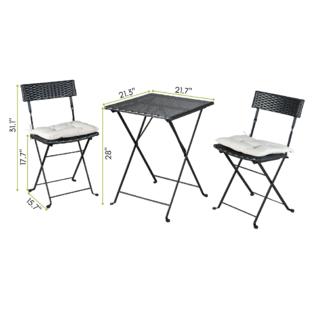 Moda Furnishing Greek Solid Teak Wood Bistro Set Folding Table And Chair Set
