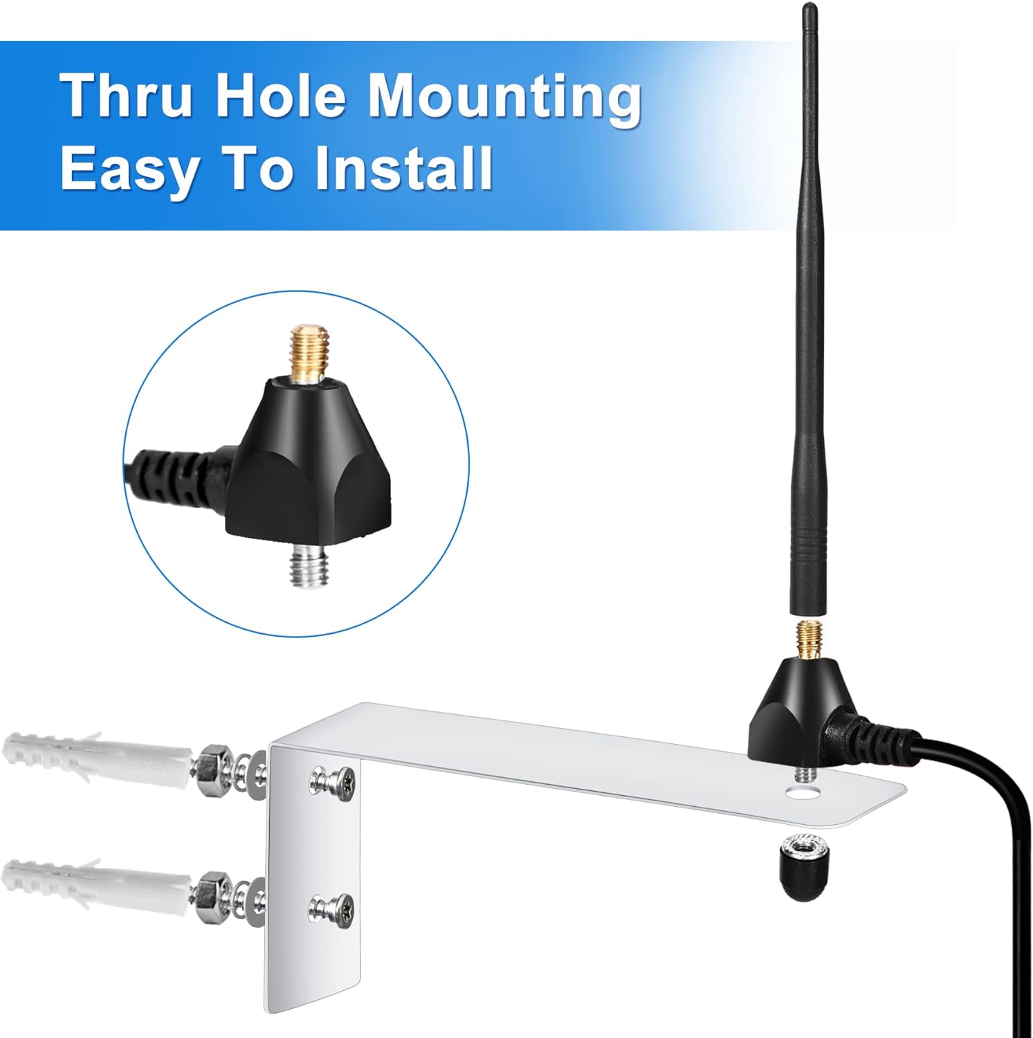 Nelawya Smart Gate Door Opener Antenna 433.92 MHz Long Range Receiver 10 feet Low Loss Cable Antenna Compatible with All Series