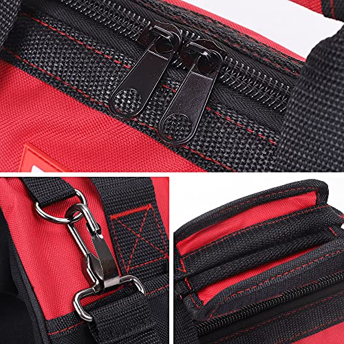 FASTPRO 14-Inch Zip-top Wide Mouth Open Storage Tool Bag, Classic Black&a;Red Design, Fashionable Design, 600D Polyester Fabric Ma