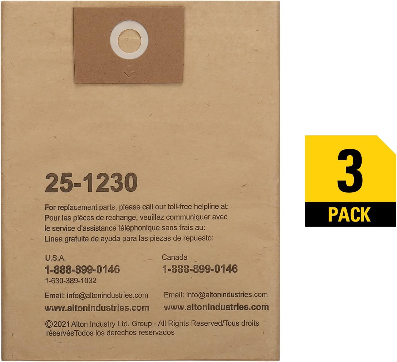 Alton Industries Stanley 25-1230 4-5 Gallon Disposable Filter Bag for Wet/Dry Vacuums, 3 Count