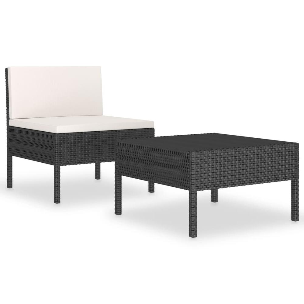 vidaXL 2 Piece Garden Lounge Set with Cushions Poly Rattan Black, 310198
