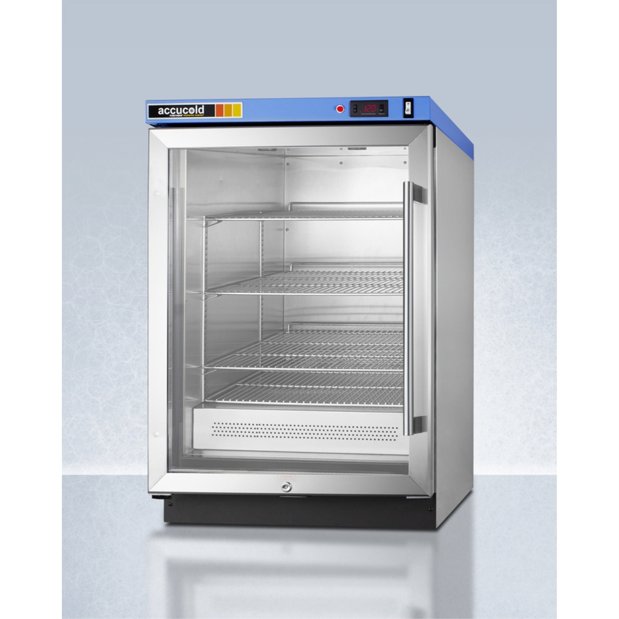 Puretherm Single chamber blanket warmer with glass door, stainless steel interior, digital thermostat, and lock PTHC65GLHD