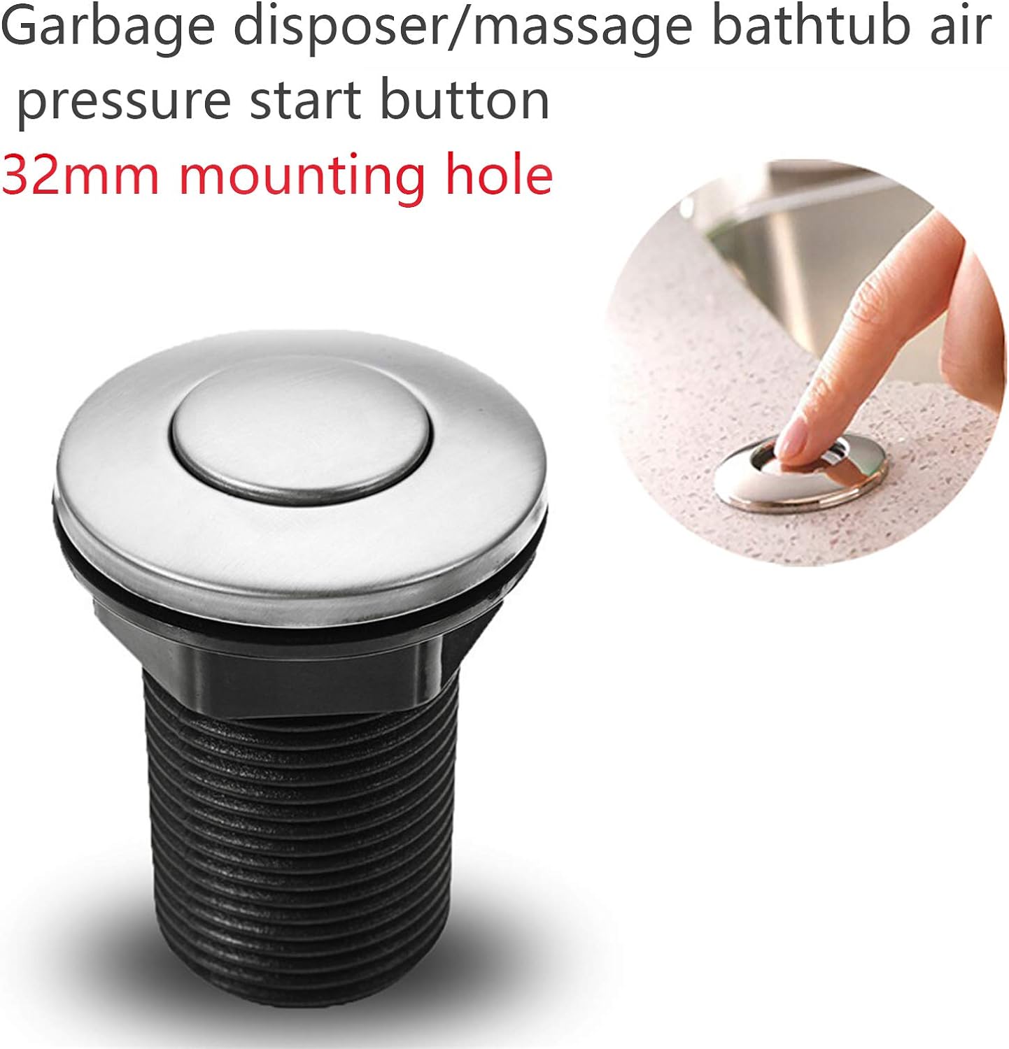 SZXFMY Garbage Disposal Air Switch,Sink Top Stainless Steel Brushed Push Button, for Food Garbage Disposal Replacement of Sink Top Swi