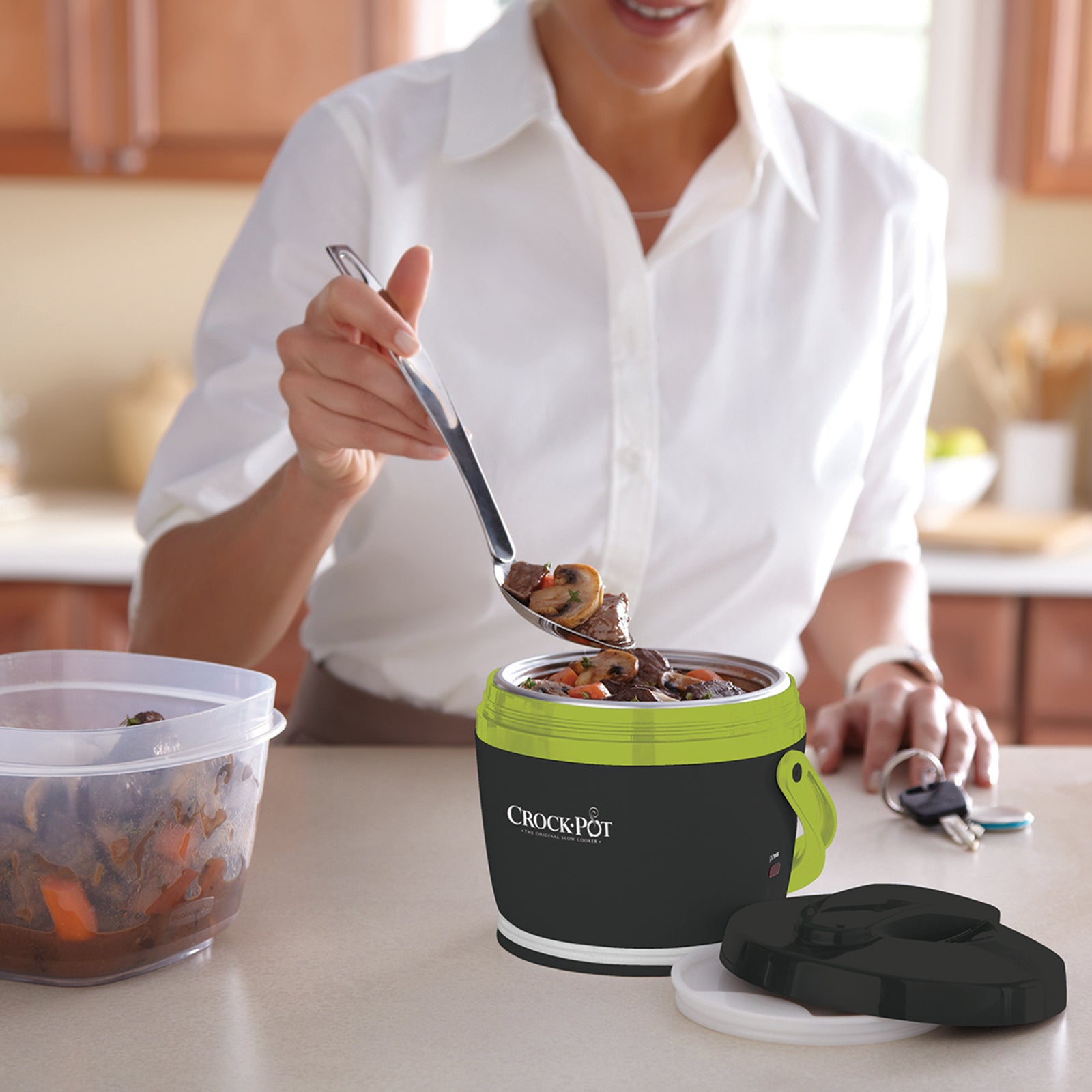 Crock-Pot SCCPLC200-GY 20 oz. Lunch Crock Food Warmer - Gray/Green