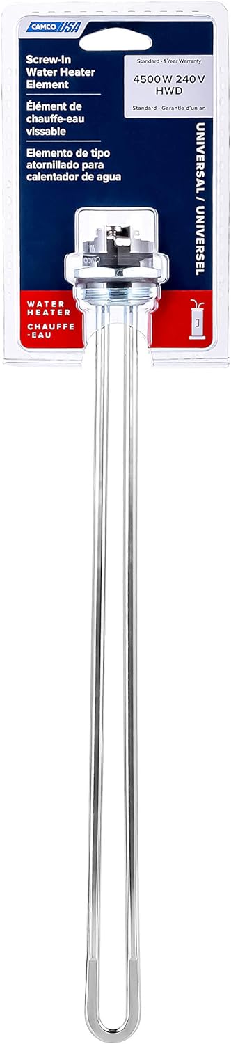 Camco 02342/02343 4500W 240V Screw-In Water Heater Element - High Watt Density