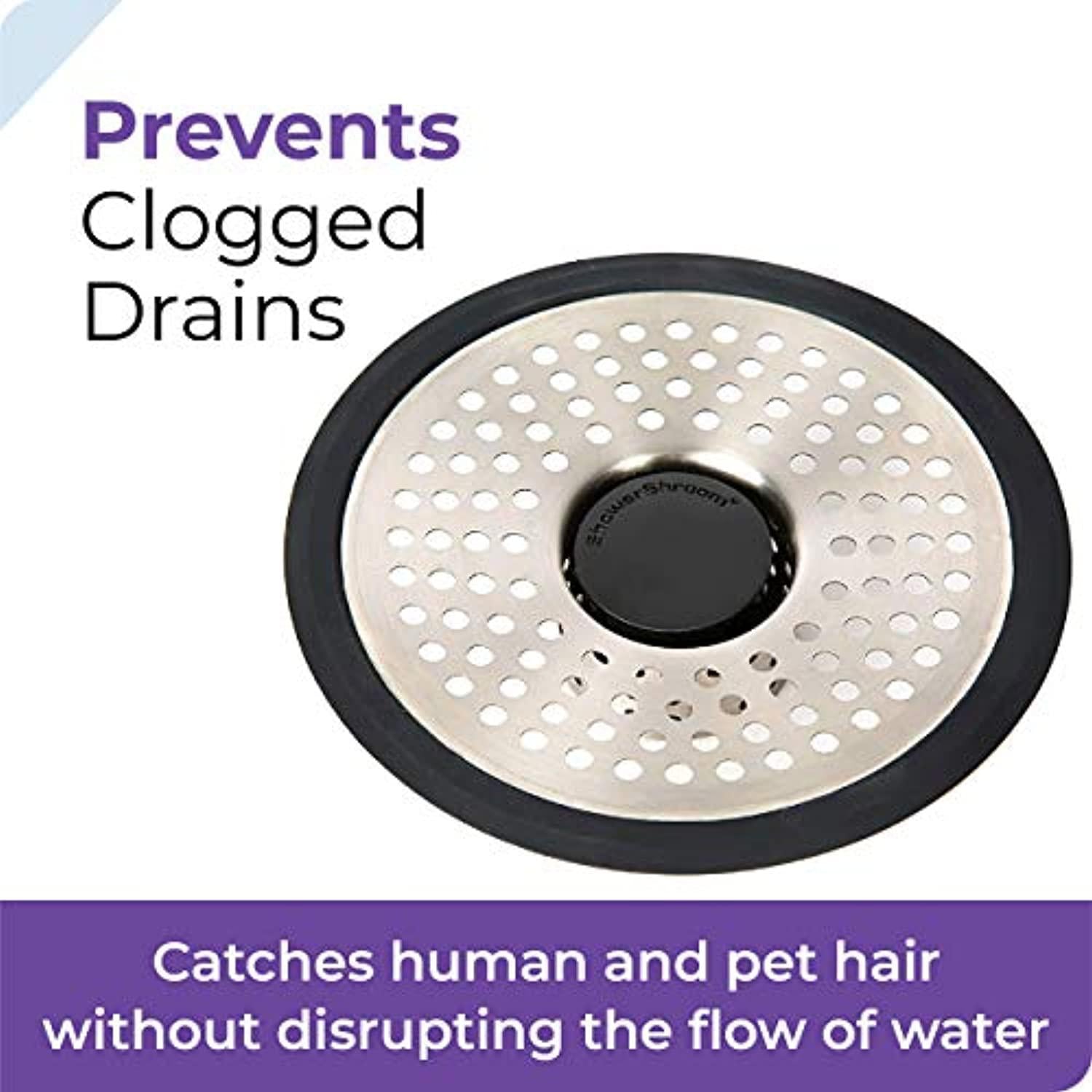 showershroom shsult755 ultra revolutionary shower hair catcher drain protector, stainless