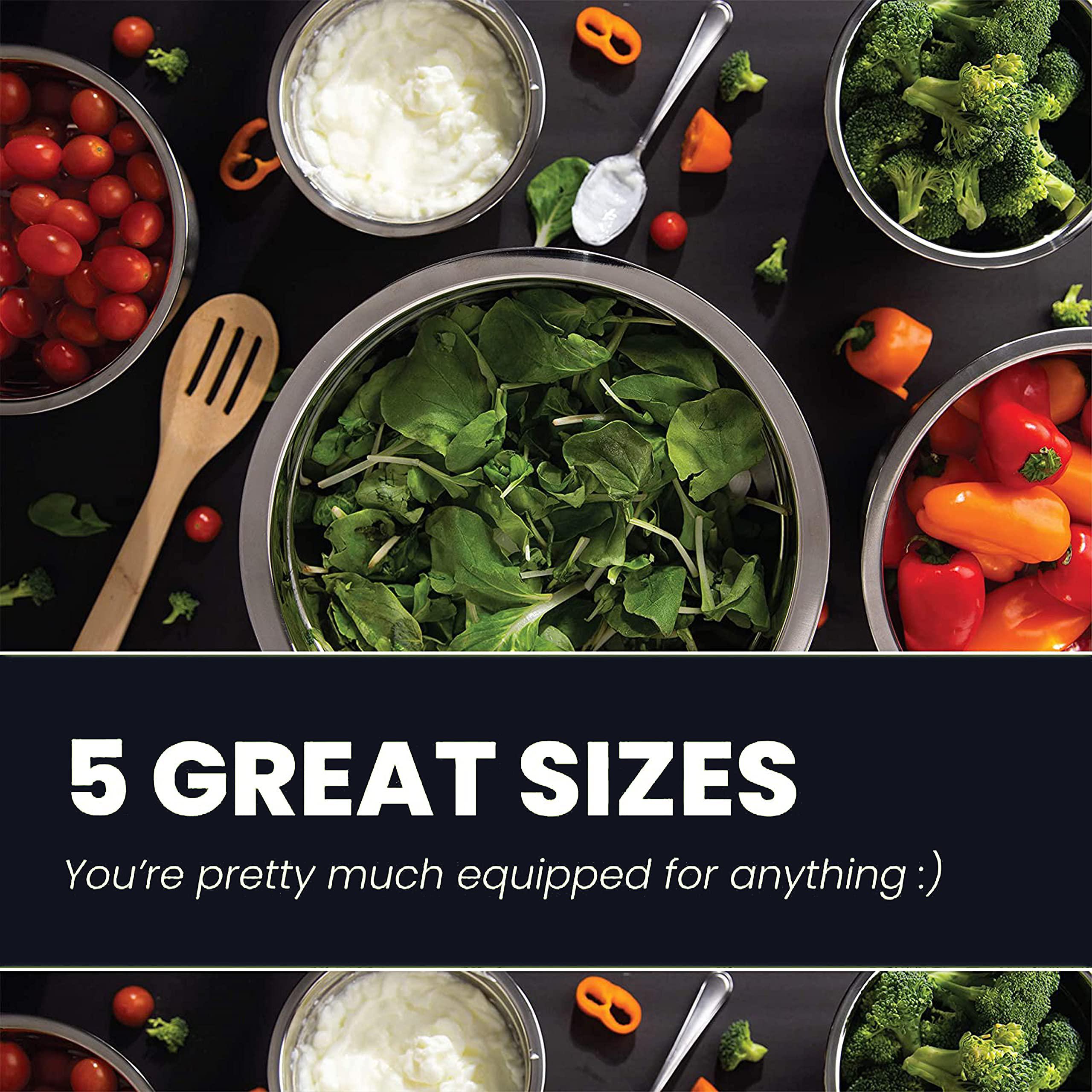 whysko meal prep stainless steel mixing bowls set, home, refrigerator, and kitchen food storage organizers | ecofriendly, reu