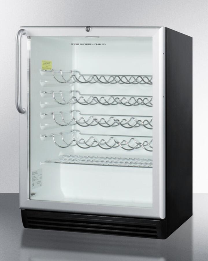 Summit Appliance SWC6GBL 1.3V One Section Wine Cooler with Glass Door - Black
