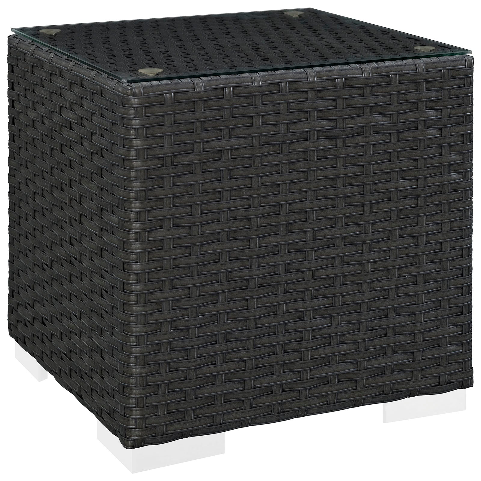 LexMod Sojourn Outdoor Patio Side Table in Chocolate