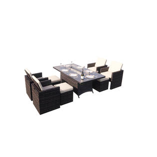 Moda Furnishings Moda Outdoor Gas Fire Pit Wicker Dining Set 4 Chairs