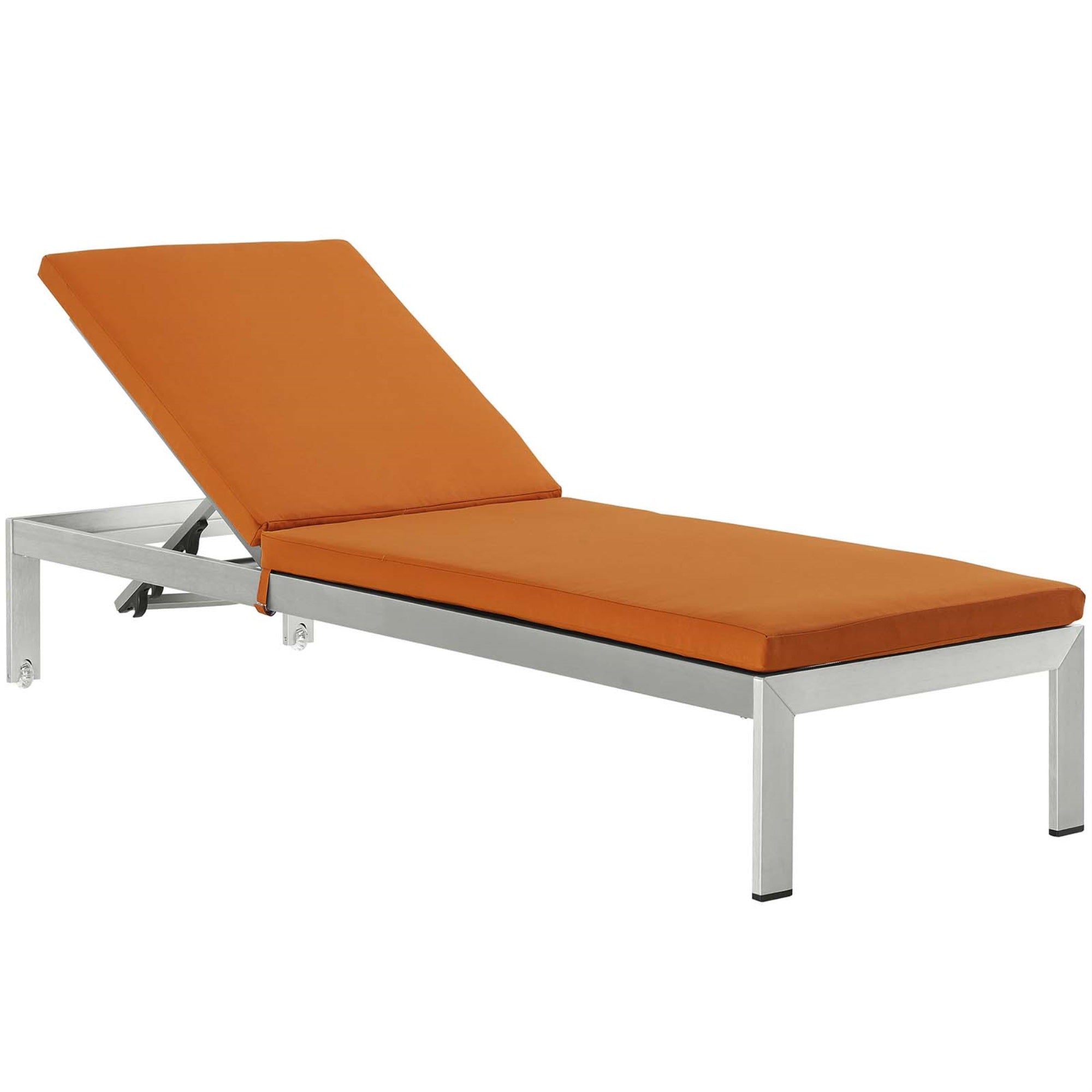 Ergode Shore Chaise with Cushions Outdoor Patio Aluminum Set of 6 - Silver Orange