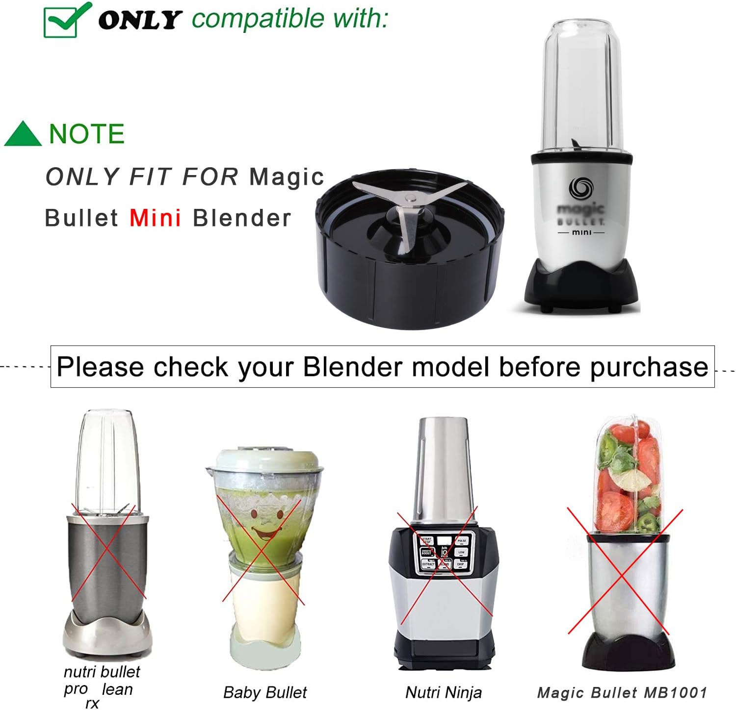 Generic Replacement Part Compatible with Magic Bullet Mini Blender,Spare Cross Blade Compatible with Magic Bullet Mini Juicer, Mixer an
